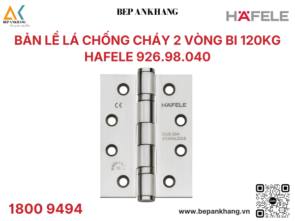 Bản lề lá Hafele Cho cửa trong nhà phẳng lên tới 120 kg Startec 926.98.040